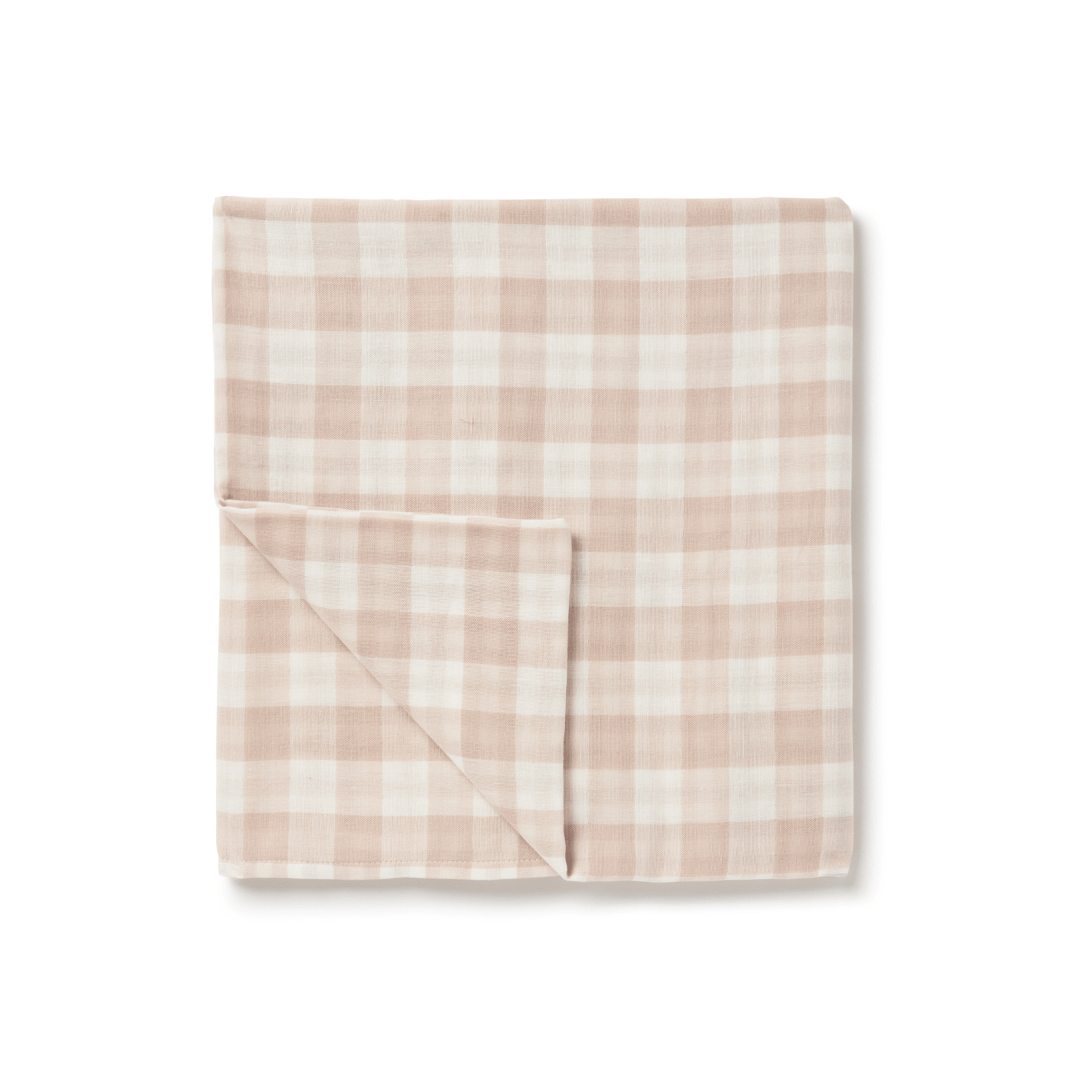 Aster & Oak Organic Muslin Gingham Baby Swaddle Wrap (Multiple Variants) - Naked Baby Eco Boutique