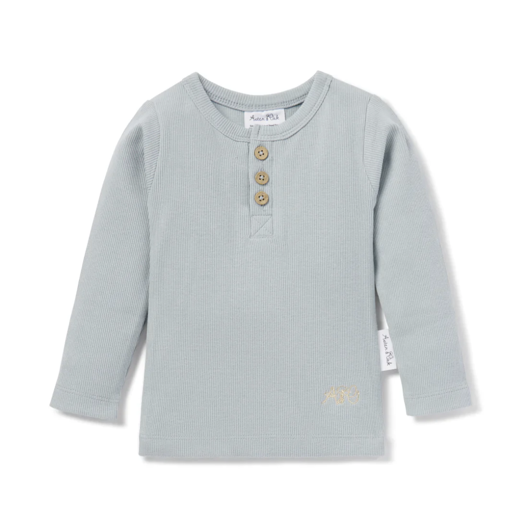 Aster-And-Oak-Organic-Rib-Henley-Tee-Blue-Fog-Earth-Baby-Eco-Boutique