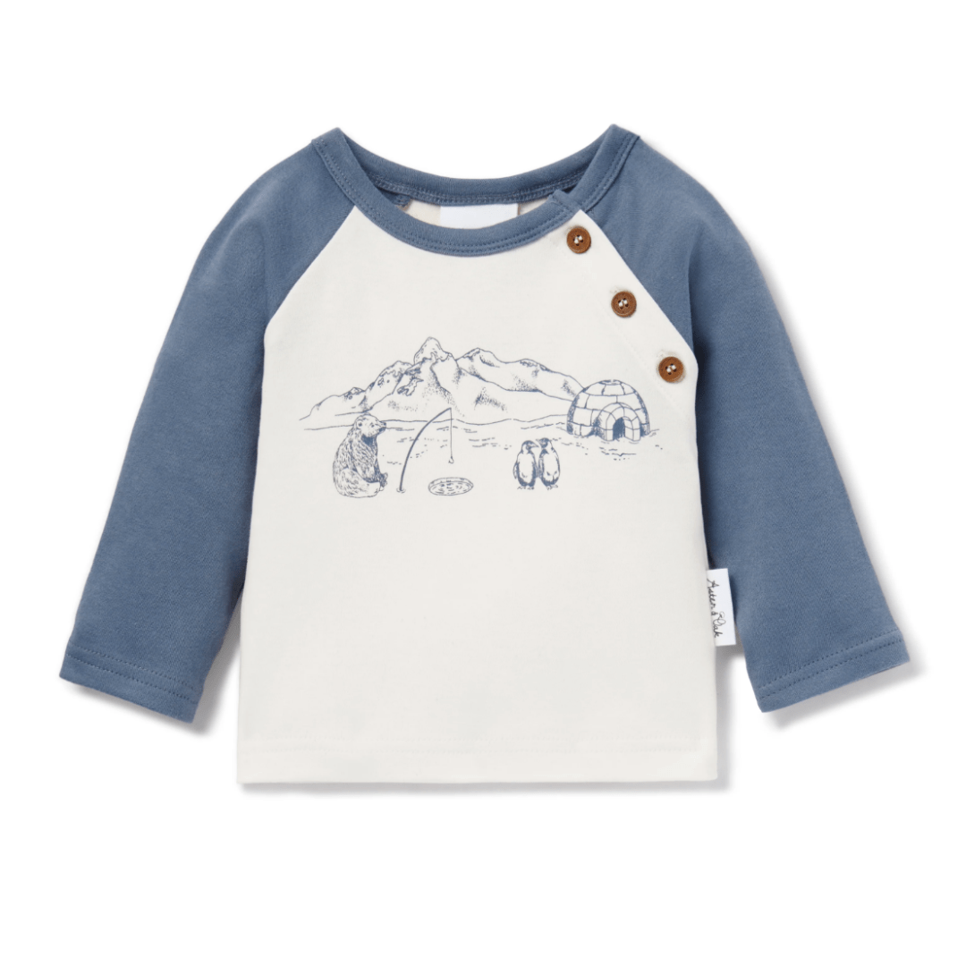 PRE-ORDER: Aster & Oak Organic Print Raglan Tee - Naked Baby Eco Boutique