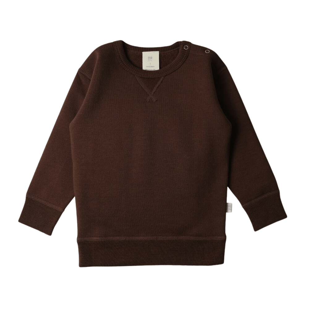 Babu-Merino-Fleece-Crew-Neck-Sweatshirt-Chocolate-Naked-Baby-Eco-Boutique