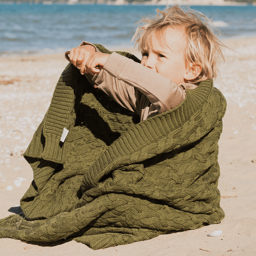 Babu Merino Cable Knit Blanket (Multiple Variants) - Naked Baby Eco Boutique