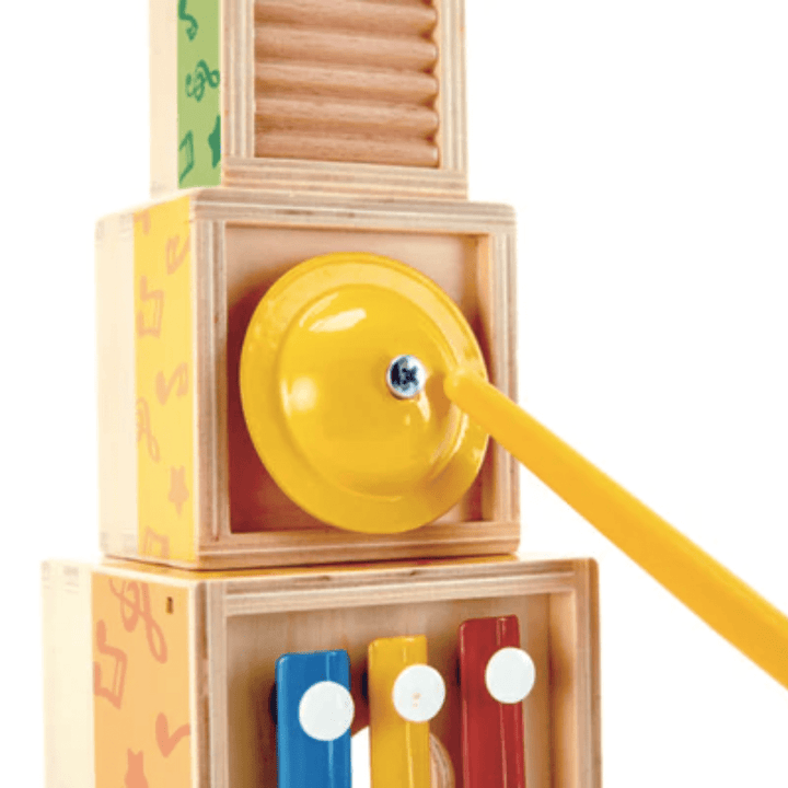 The Hape brand's Hape Stacking Music Set features a stack of musical stacking blocks that combine the fun of building with the joy of creating beautiful melodies on a wooden xylophone. Perfect for children's.