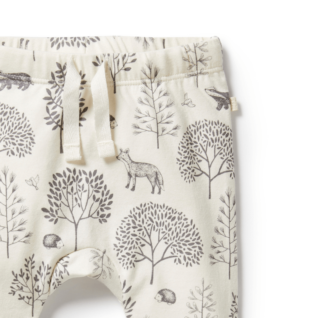 Close-Up-Of-Print-On-Wilson-And-Frenchy-Organic-Baby-Leggings-Woodlands-Naked-Baby-Eco-Boutique