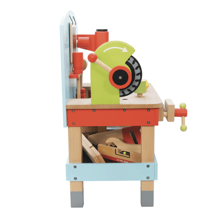 Experience DIY dreams with the ethical and versatile Le Toy Van My First Tool Bench. This wooden workbench, equipped with a convenient tool box, is perfect for all your creative projects.