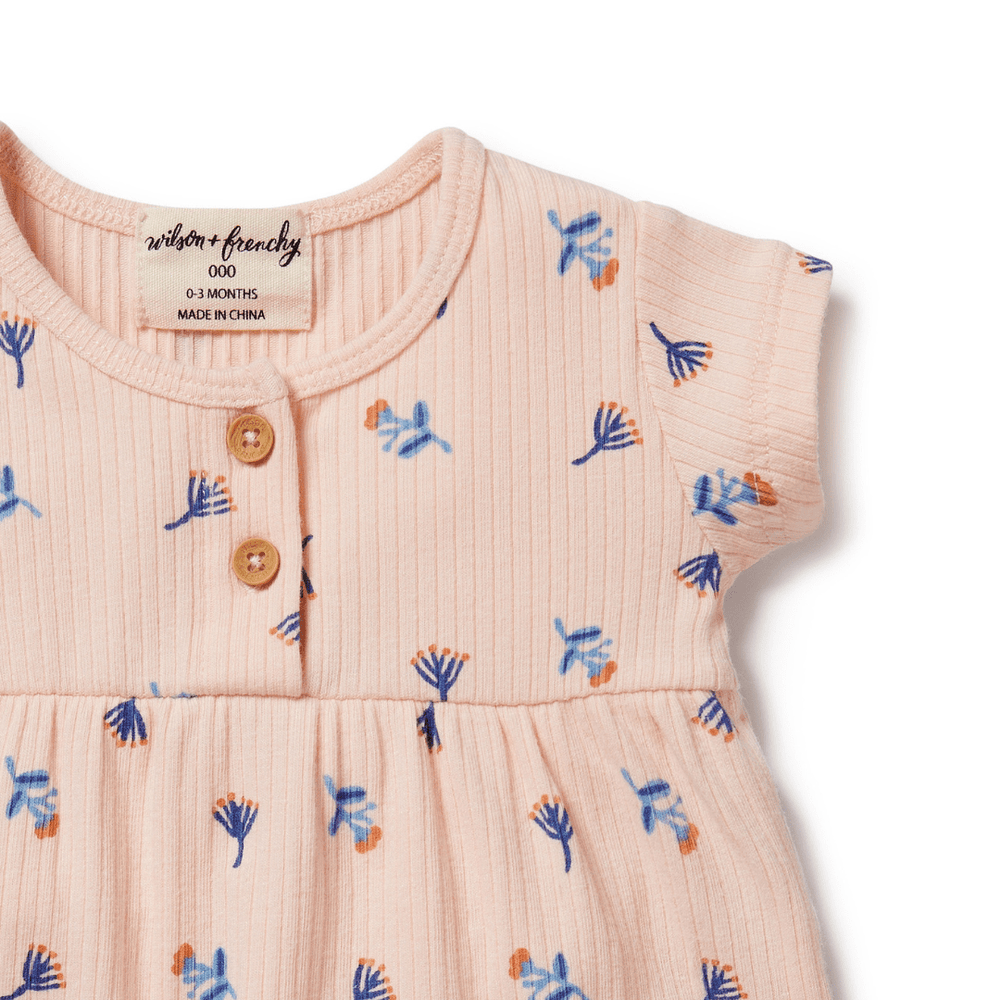 A Wilson & Frenchy Little Flower Organic Rib Playsuit.