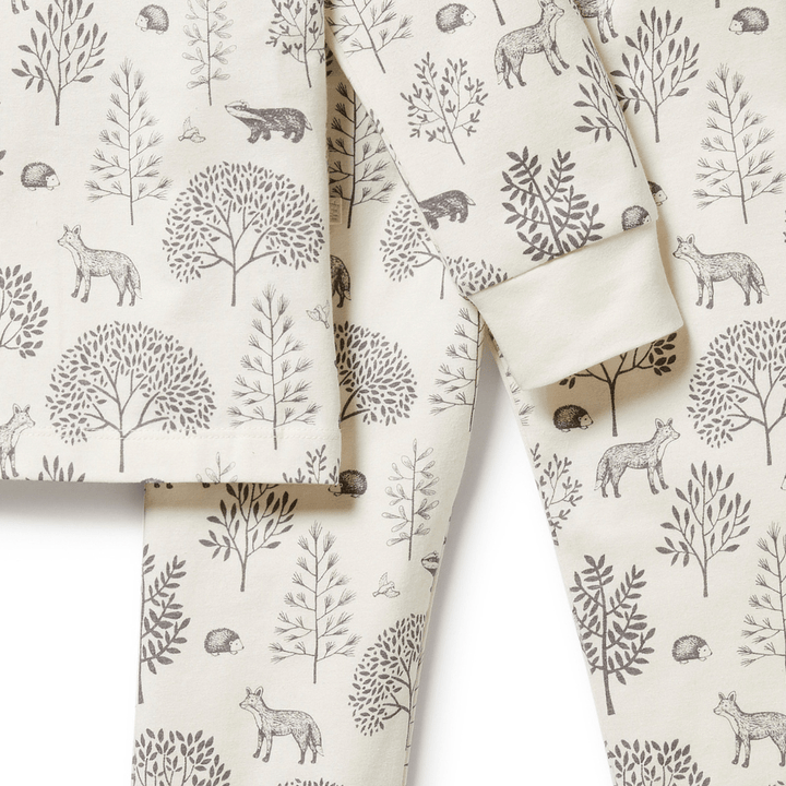 Close-Up-Of-Wilson-And-Frenchy-Organic-Long-Sleeved-Pyjamas-Woodland-Naked-Baby-Eco-Boutique