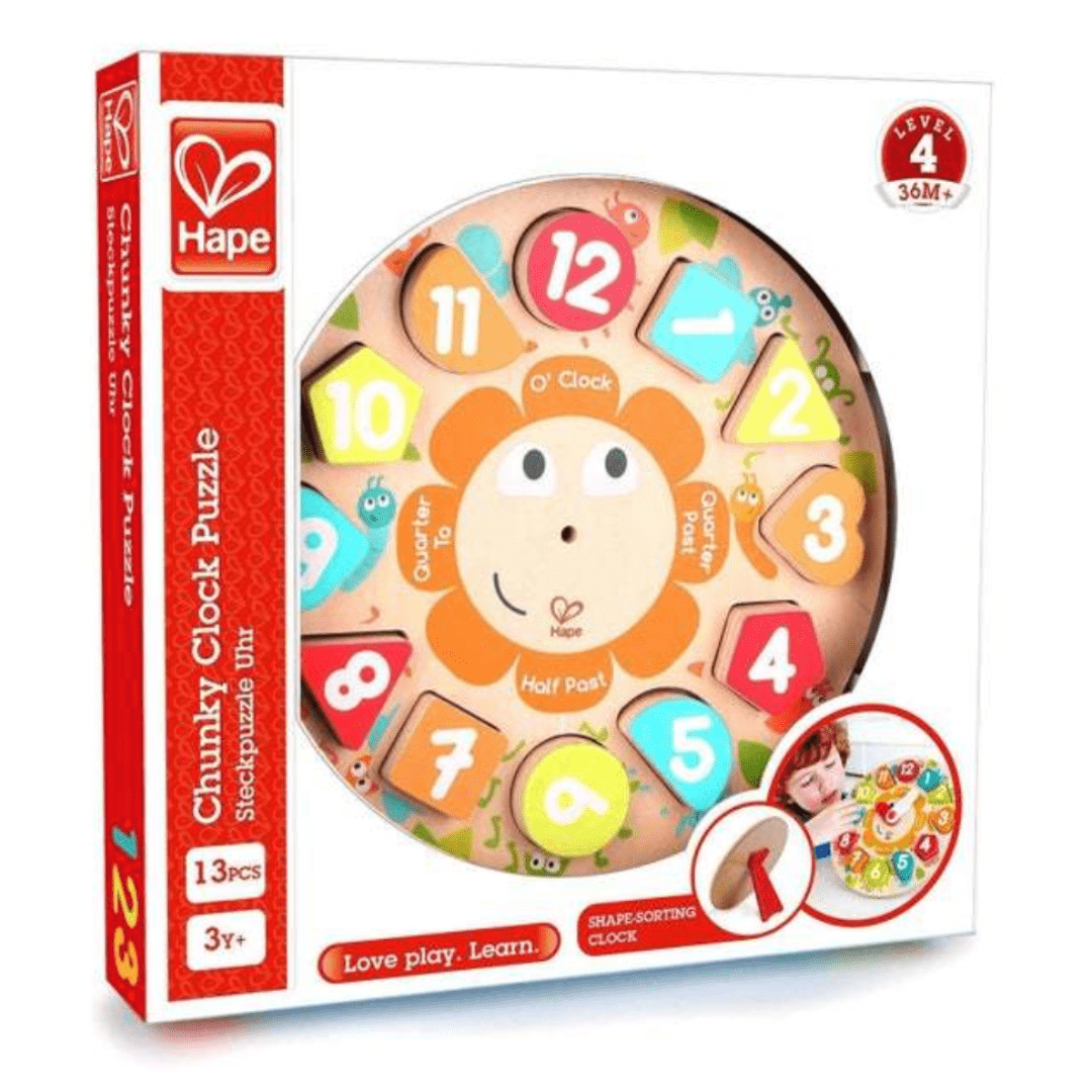 Hape Chunky Clock Puzzle - Naked Baby Eco Boutique