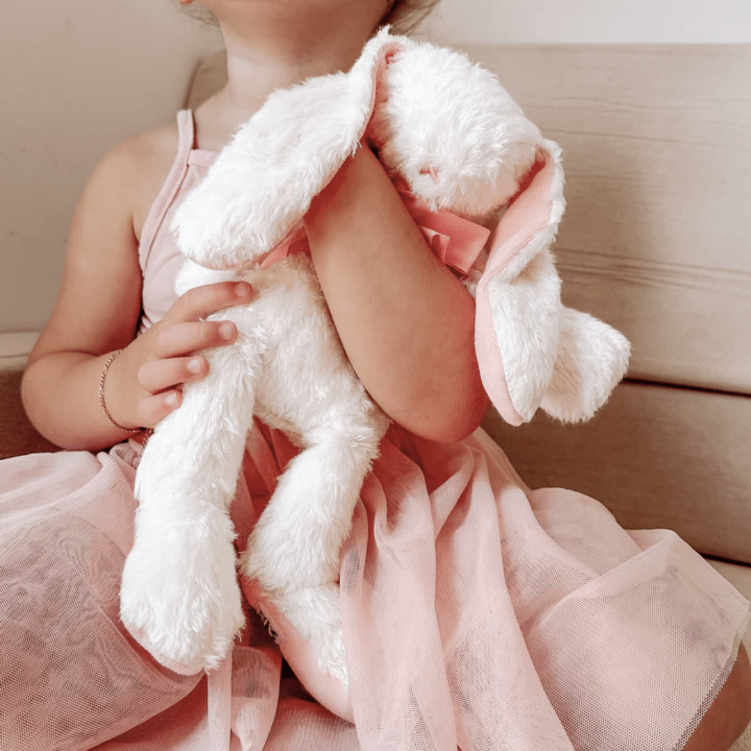 Little-Grl-Cuddling-Maud-N-Lil-Organic-Rose-Bunny-Soft-Toy-Gift-Boxed-Earth-Baby-Eco-Boutique