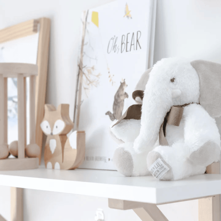 Maud-N-Lil-Organic-Elephant-Soft-Toy-On-Shelf-Naked-Baby-Eco-Boutique