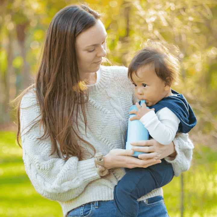 Mum-And-Baby-With-Zazi-Flexiflask-Drink-Bottle-400ml-Ocean-Naked-Baby-Eco-Boutique