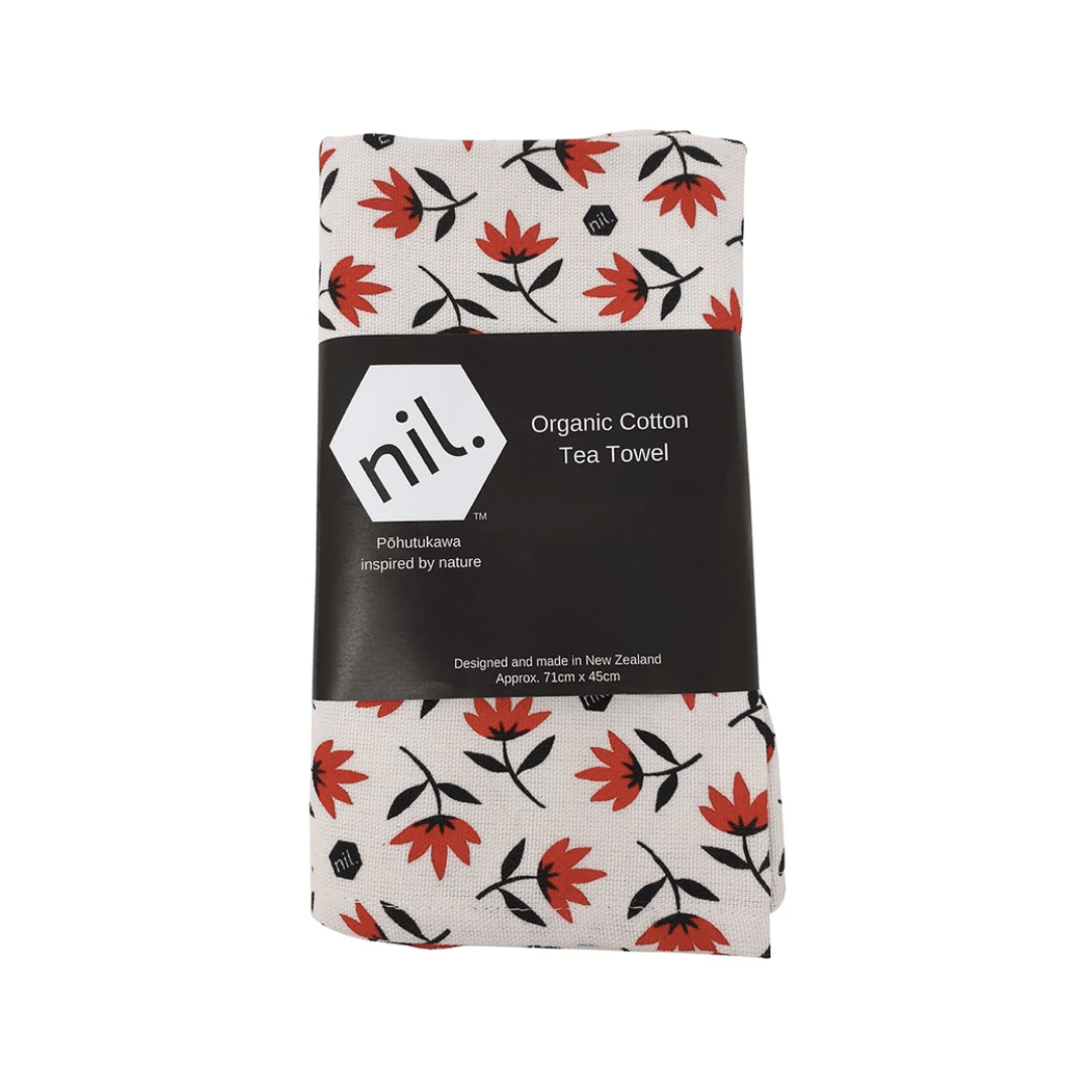 Nil-Organic-Cotton-Tea-Towel-Red-Pohutakawa-Earth-Baby-Eco-Boutique