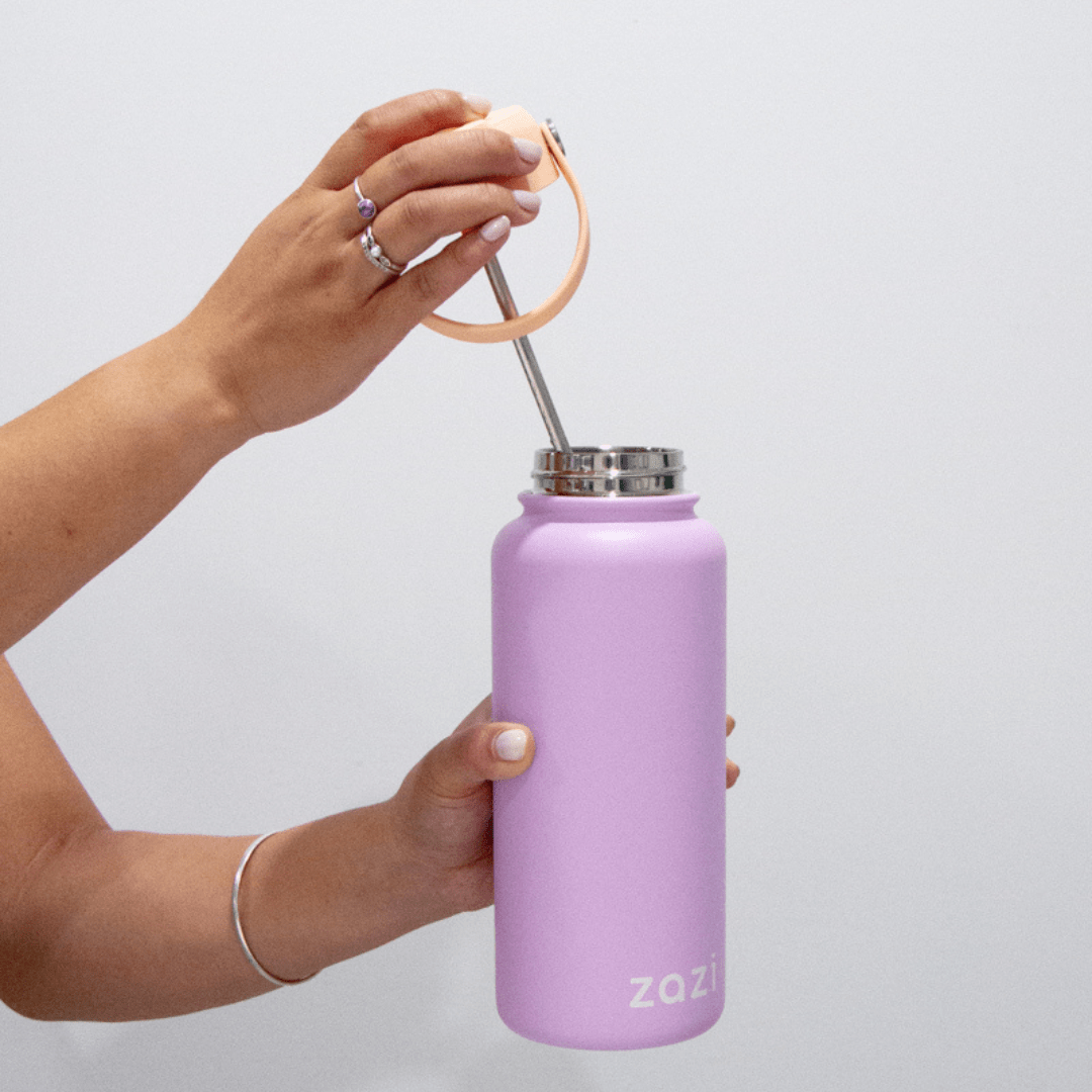 Opening-Zazi-Flexiflask-Drink-Bottle-1L-Peach-Sherbert-Naked-Baby-Eco-Boutique