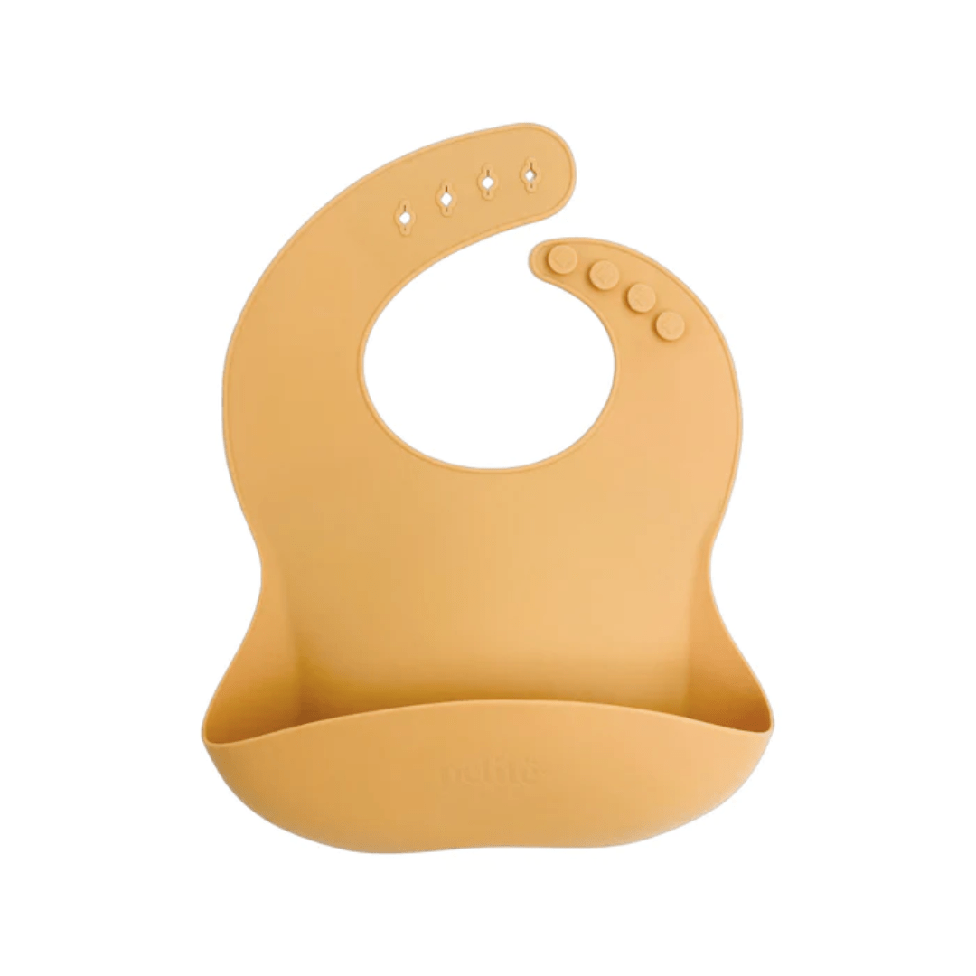 Mustard Petite Eats Large Silicone Baby Bib (Multiple Variants) - Naked Baby Eco Boutique