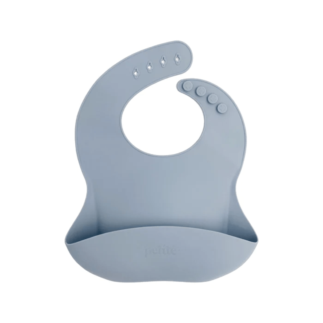 Pewter Petite Eats Large Silicone Baby Bib (Multiple Variants) - Naked Baby Eco Boutique