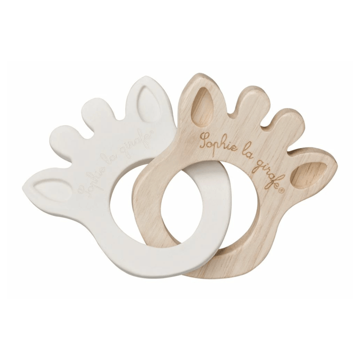 Two Sophie the Giraffe Silhouette Rings Teethers, inspired by Sophie the Giraffe.