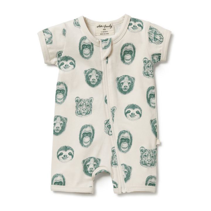 Wilson & Frenchy Organic Boyleg Zipsuit with animal face print design.