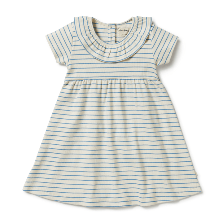 An Wilson & Frenchy Organic Stripe Rib Kids Ruffle Dress (Multiple Variants) by Wilson & Frenchy.