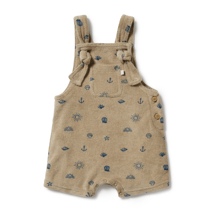 Wilson & Frenchy Baby Romper with Stars and Anchors, Wilson & Frenchy Organic Terry Overalls - LUCKY LAST - MOSS - 3-6 MONTHS ONLY, with Adjustable Straps.