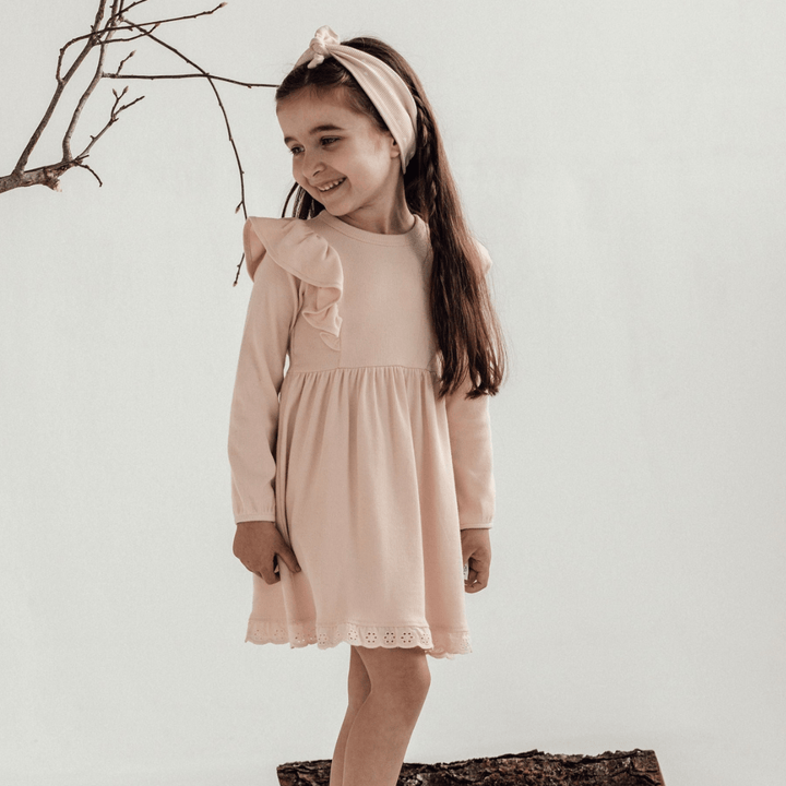 Aster & Oak Organic Rib Ruffle Dress (Multiple Variants) - Naked Baby Eco Boutique