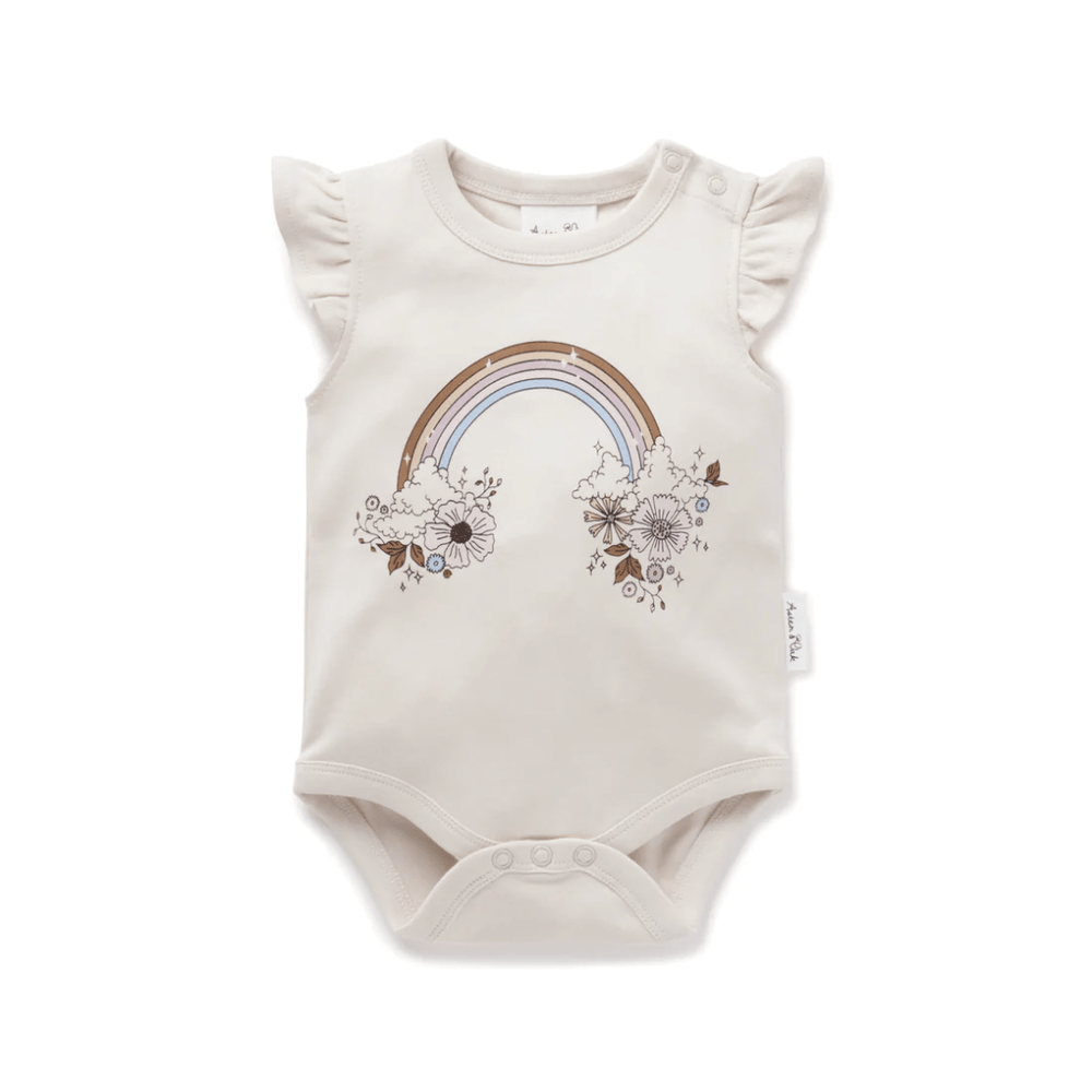 Rainbow / Newborn Aster & Oak Organic Cotton Flutter Onesie (Multiple Vairants) - Naked Baby Eco Boutique