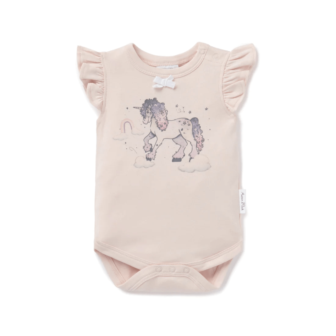 Unicorn / Newborn Aster & Oak Organic Cotton Flutter Onesie (Multiple Vairants) - Naked Baby Eco Boutique