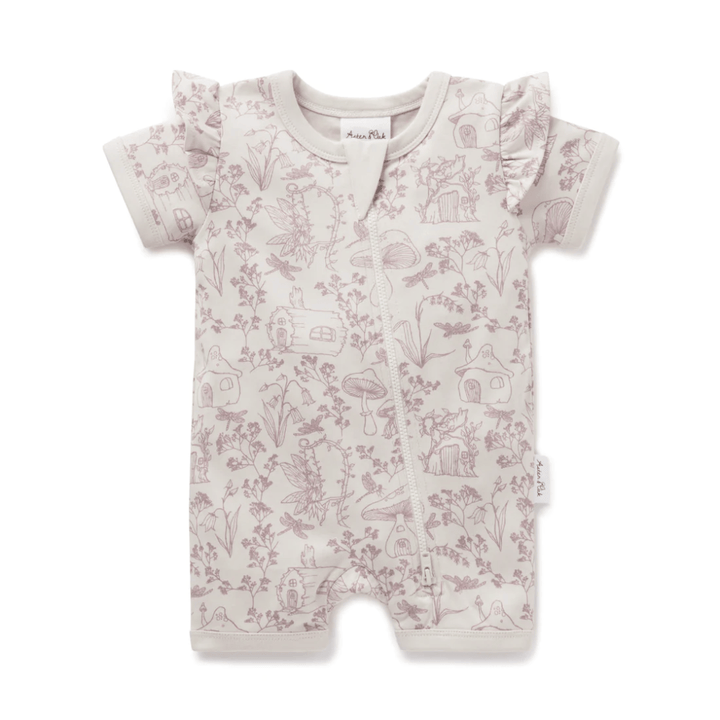 Fairy Garden / Newborn Aster & Oak Organic Cotton Flutter Sleeve Zip Romper (Multiple Variants) - Naked Baby Eco Boutique