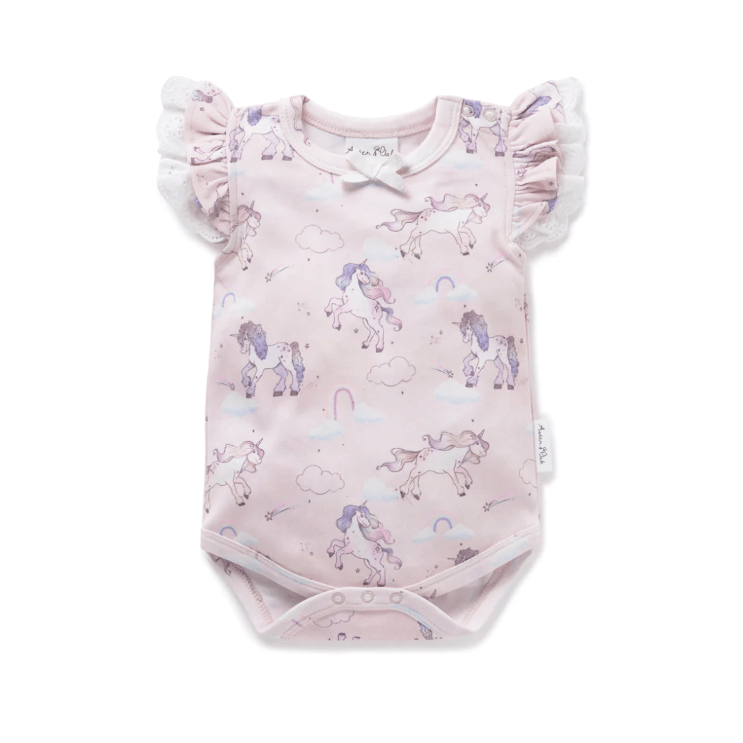 Unicorn / Newborn Aster & Oak Organic Cotton Lace Onesie (Multiple Variants) - Naked Baby Eco Boutique