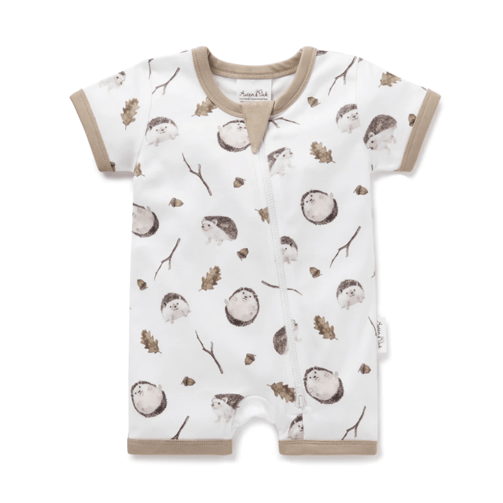 Hedgehog / Newborn Aster & Oak Organic Cotton Zip Romper (Multiple Variants) - Naked Baby Eco Boutique