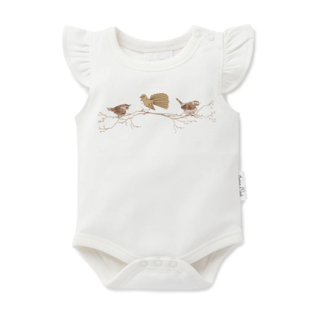 Aster & Oak Organic Bird Flutter Onesie - Naked Baby Eco Boutique