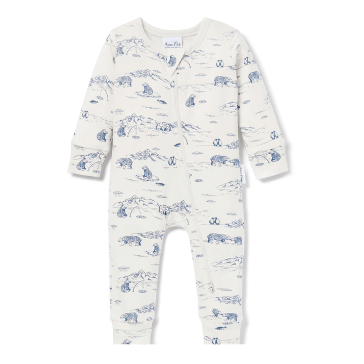 Arctic / Newborn PRE-ORDER: Aster & Oak Organic Cotton Long-Sleeved Zip Romper (Multiple Variants) - Naked Baby Eco Boutique