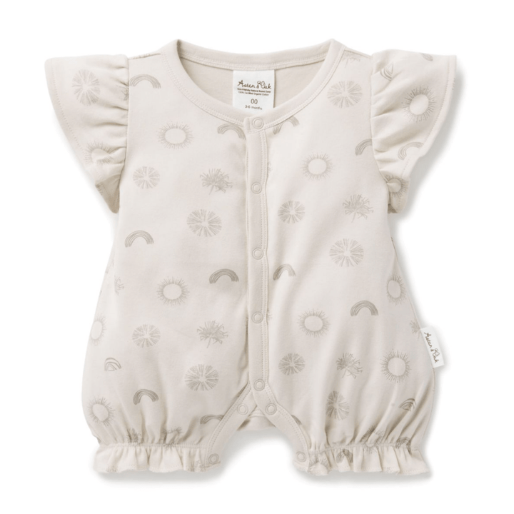 Aster & Oak Organic Sunny Daze Ruffle Romper - Naked Baby Eco Boutique