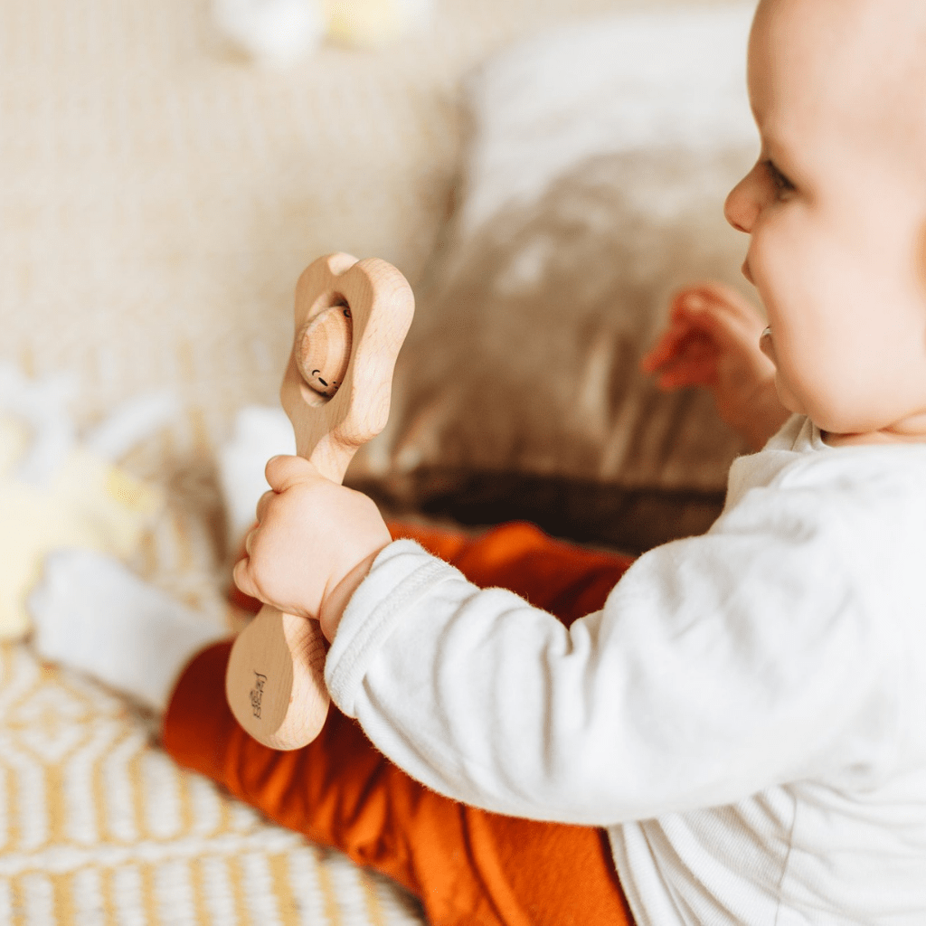 The Kiss Co. Pēpi Wooden Baby Rattle - Naked Baby Eco Boutique