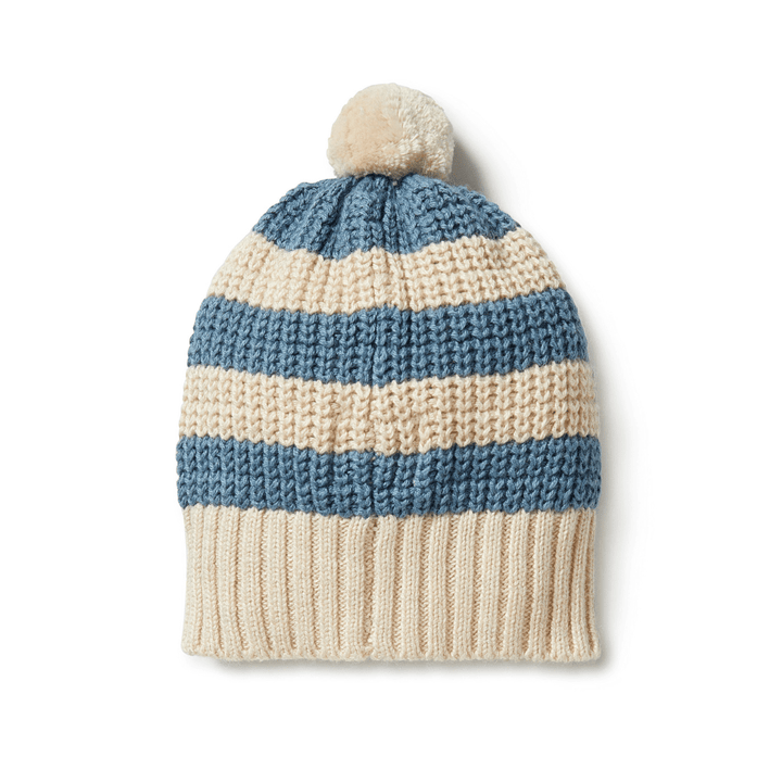 Back-View-of-Wilson-and-Frenchy-Knitted-Stripe-Hat-Bluestone-Naked-Baby-Eco-Boutique