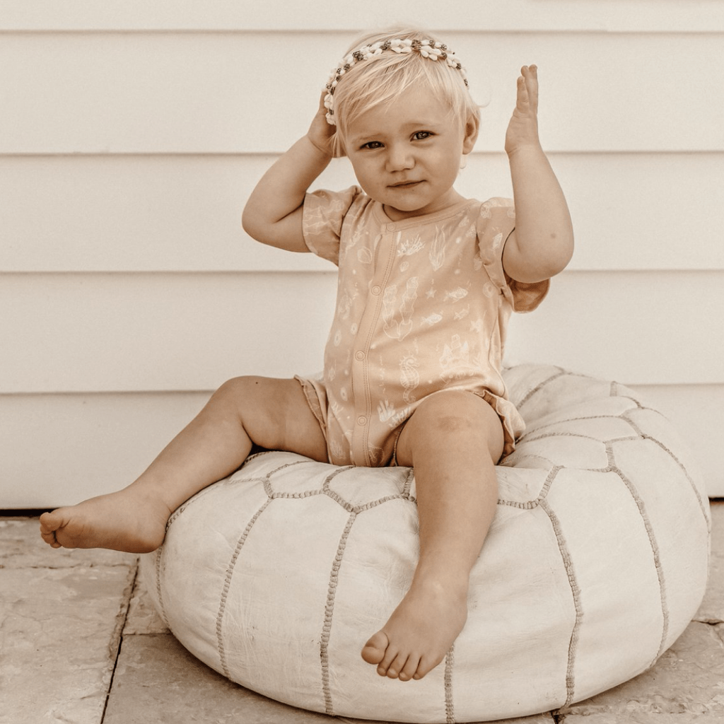 Aster & Oak Organic Mermaid Ruffle Romper - Naked Baby Eco Boutique