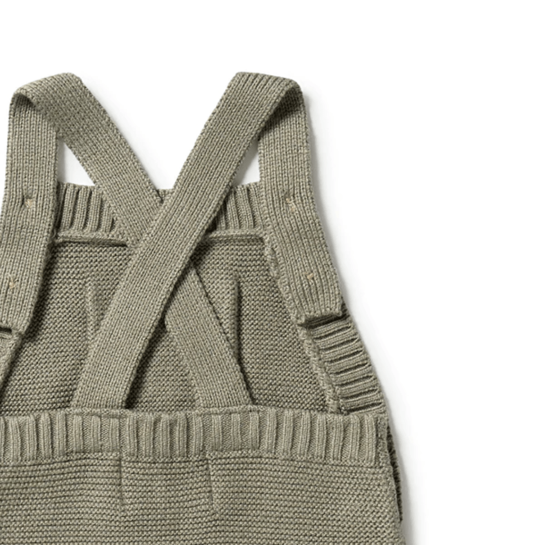 Close-Up-Of-The-Back-OfWilson-And-Frenchy-Knitted-Overalls-Dark-Ivy-Naked-Baby-Eco-Boutique