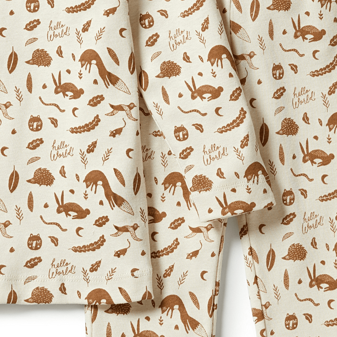 Close-Up-Of-Wilson-And-Frenchy-Organic-Rib-Long-Sleeve-Pyjamas-Hello-World-Naked-Baby-Eco-Boutique