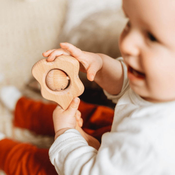 The Kiss Co. Pēpi Wooden Baby Rattle - Naked Baby Eco Boutique