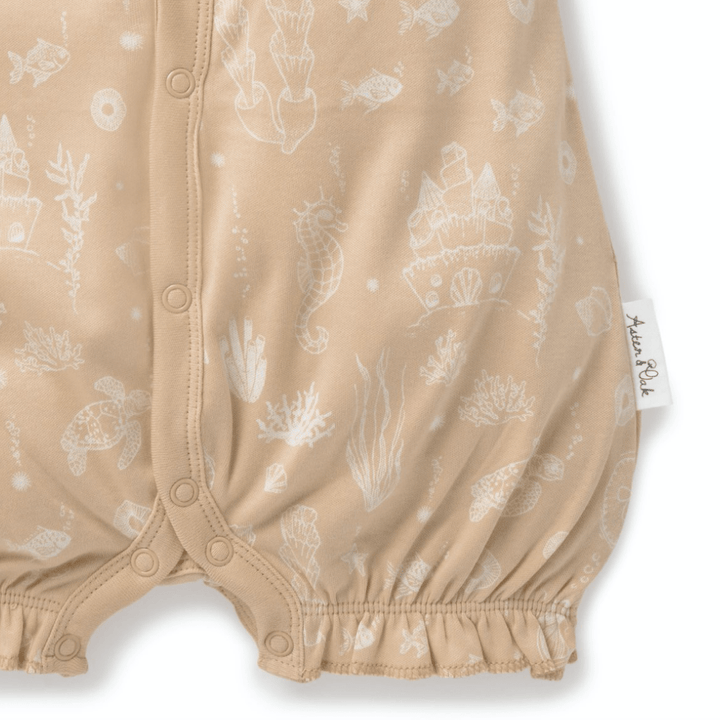 Aster & Oak Organic Mermaid Ruffle Romper - Naked Baby Eco Boutique