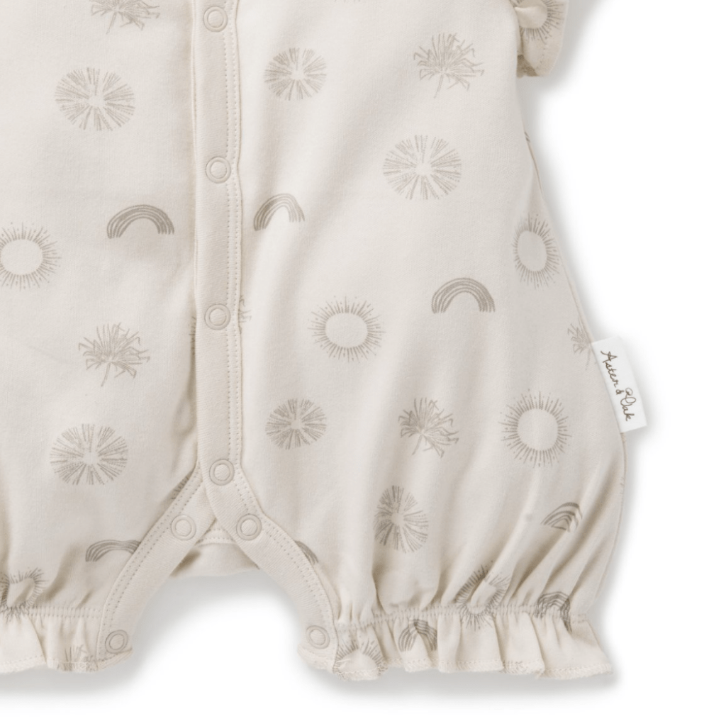 Aster & Oak Organic Sunny Daze Ruffle Romper - Naked Baby Eco Boutique