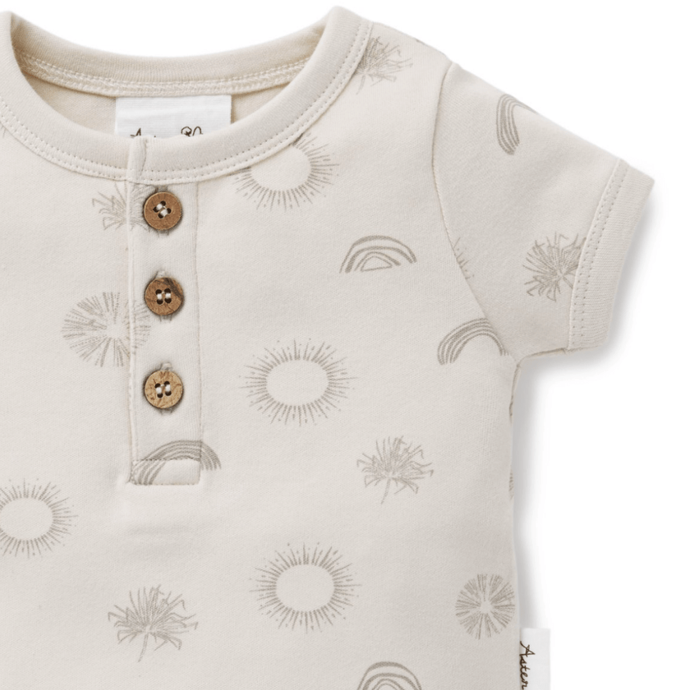 Aster & Oak Sunny Daze Henley Onesie - Naked Baby Eco Boutique