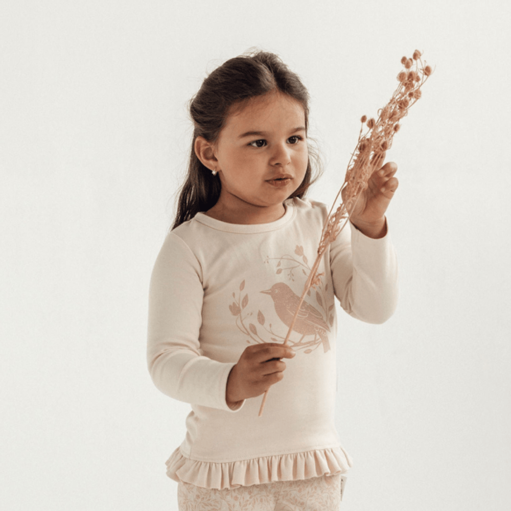 Aster & Oak Organic Song Bird Long Sleeve Top - Naked Baby Eco Boutique