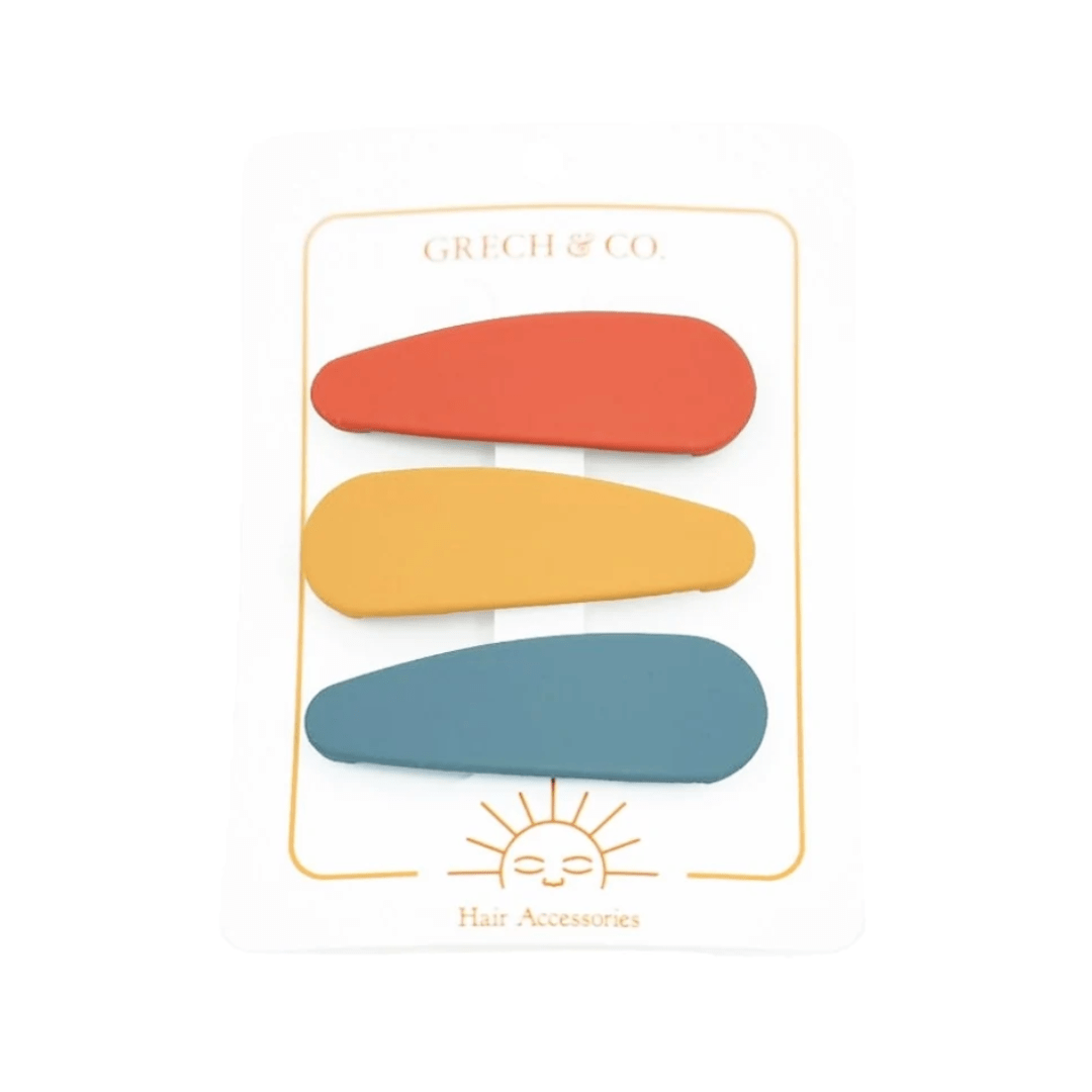 Crimson/Tuscany/Desert Teal Grech & Co. Snap Matte Hair Clips - Set of 3 (Multiple Variants) - Naked Baby Eco Boutique