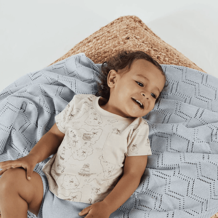 Happy-Boy-Wearing-Aster-And-Oak-Organic-Cotton-Knit-Shorts-Blue-Naked-Baby-Eco-Boutique