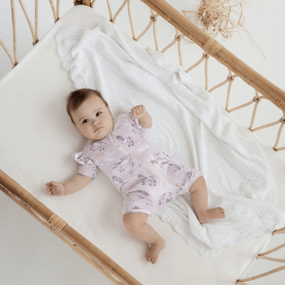 Aster & Oak Organic Cotton Flutter Sleeve Zip Romper (Multiple Variants) - Naked Baby Eco Boutique