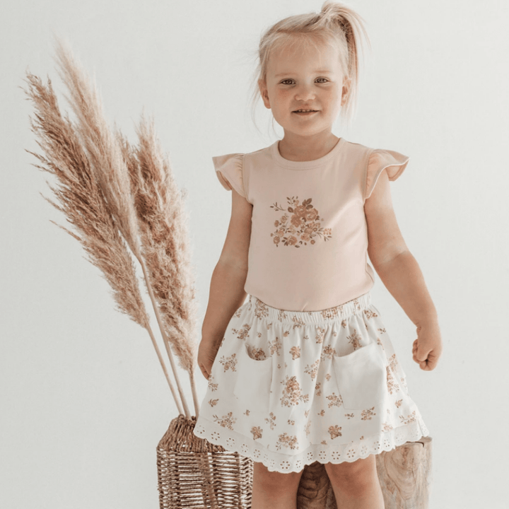 Aster & Oak Organic Posy Floral Pocket Skirt - Naked Baby Eco Boutique