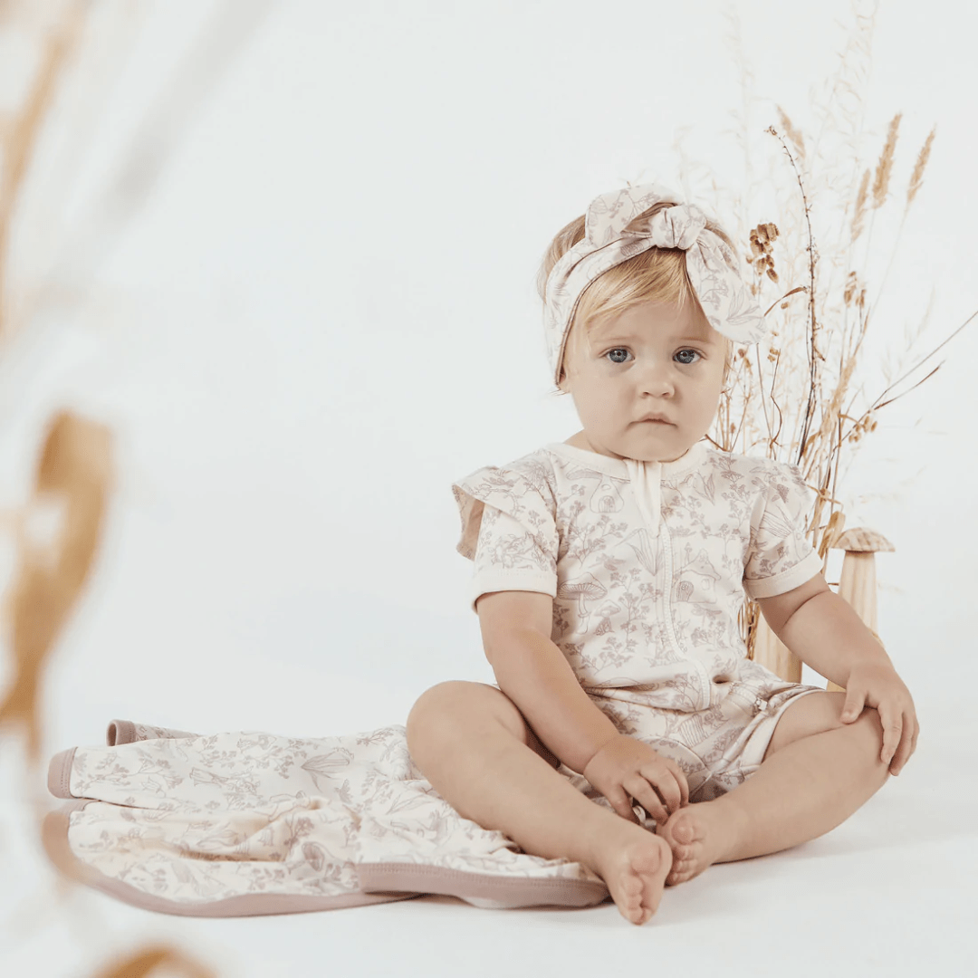 Aster & Oak Organic Cotton Flutter Sleeve Zip Romper (Multiple Variants) - Naked Baby Eco Boutique