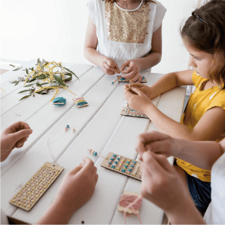 Little-Girls-Making-Bookmarkds-Poppy-And-Daisy-DIY-Bookmark-Kit-Naked-Baby-Eco-Boutique