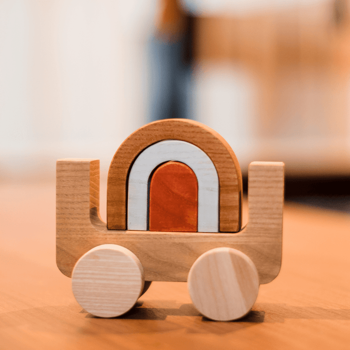 MinMin Copenhagen Wooden Rainbow Car - Naked Baby Eco Boutique