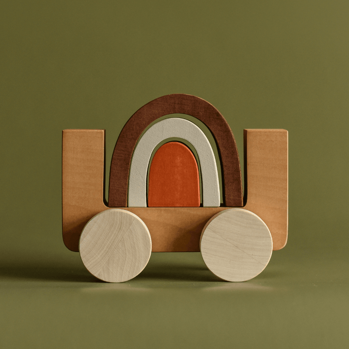 MinMin Copenhagen Wooden Rainbow Car - Naked Baby Eco Boutique