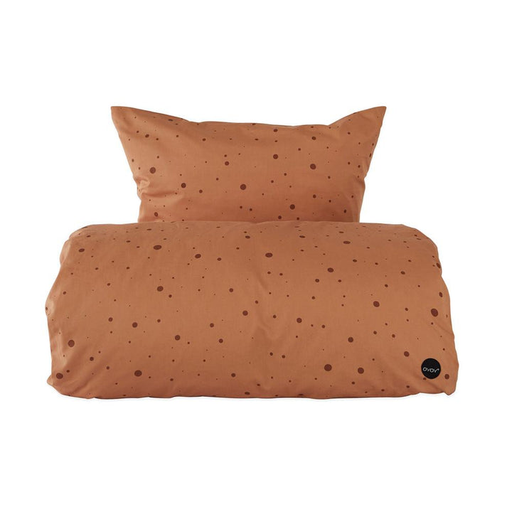 OYOY-Mini-Organic-Cotton-Dot-Baby-Bedding-Caramel-Black.jpg - Naked Baby Eco Boutique